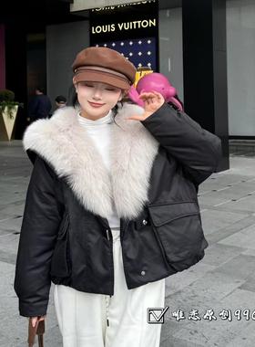 特价唯恋9962轻奢大毛领宽松羽绒服时尚90白鸭绒外套派克服女装冬