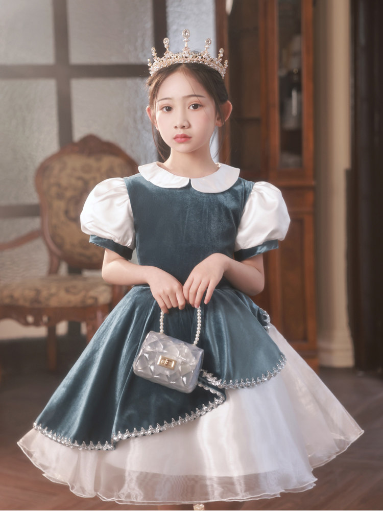 高端元旦儿童合唱演出服女童舞蹈蓬蓬裙中小学生诗歌朗诵表演服装