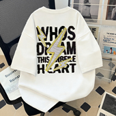 T恤衫 半袖 男夏季 宽松oversize美式 上衣 新款 纯棉重磅潮牌印花短袖