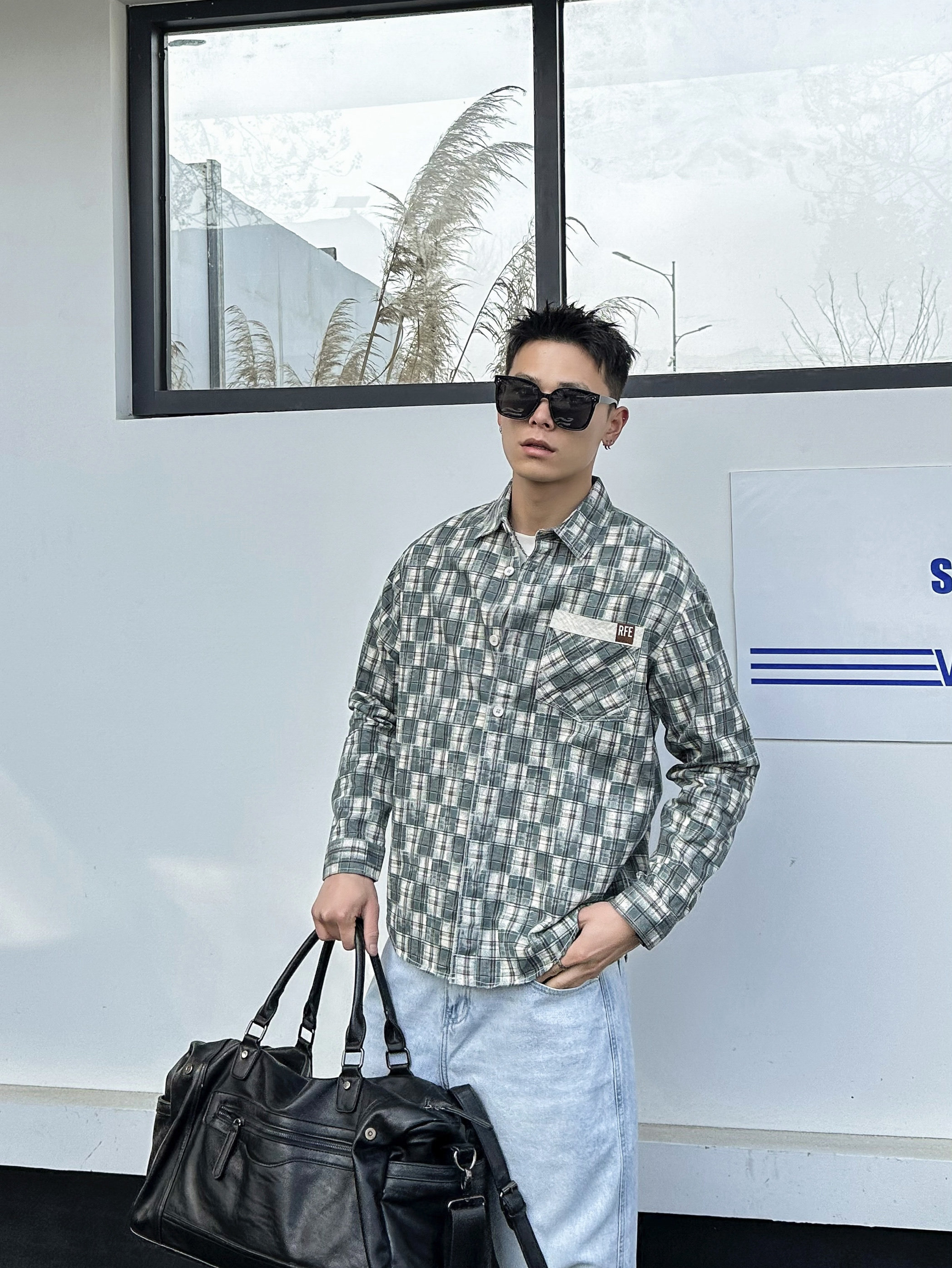 2025春季新款男士格子长袖衬衫宽松休闲风潮流时尚百搭上衣外套潮,男装,衬衫,淘宝优惠券,粉丝福利购,淘宝优惠卷