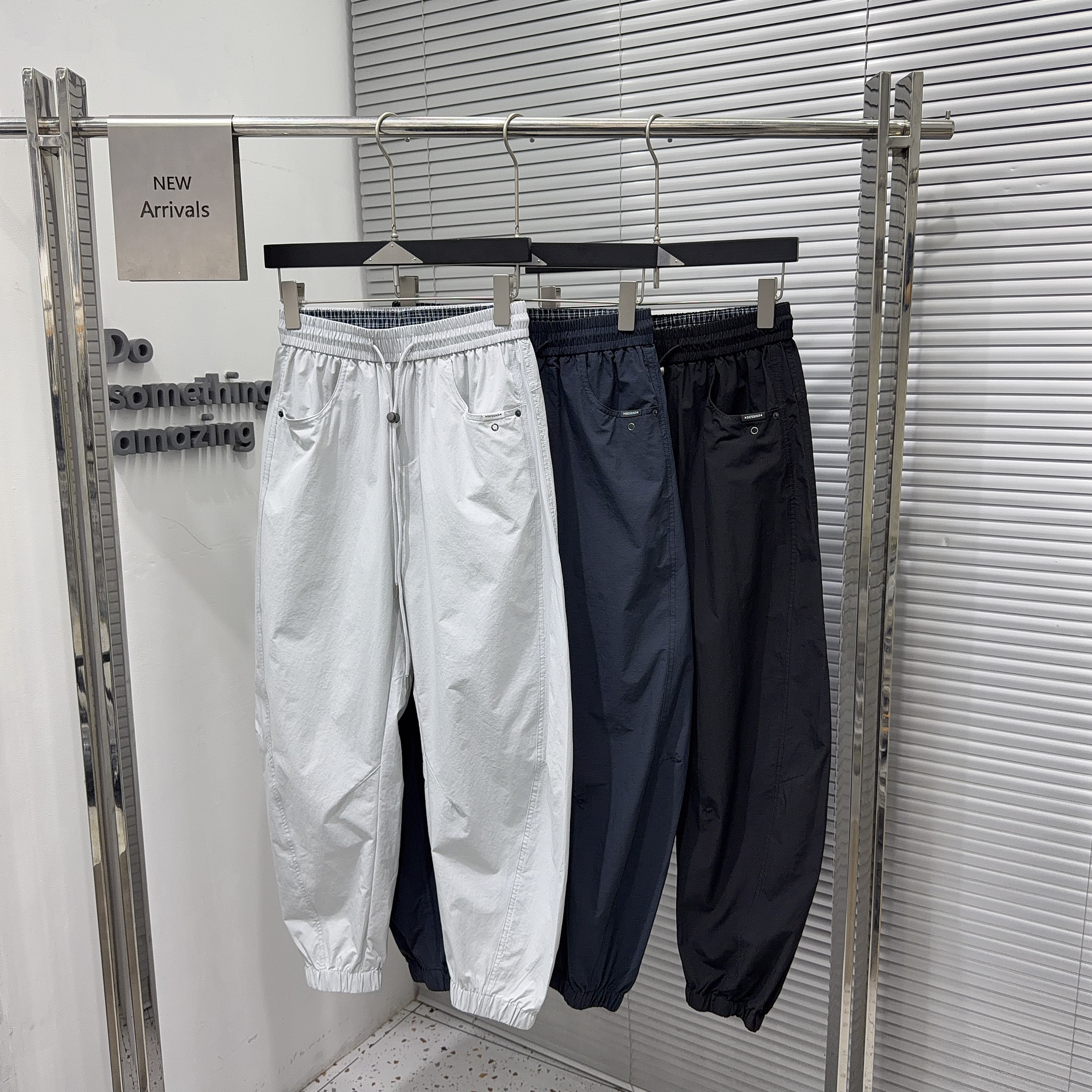 乾尚夏季新款男高街痞帅速干弯刀休闲裤美式宽松薄款束脚工装裤潮