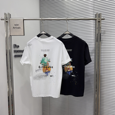 EXO夏季新款男士圆领短袖T恤卡通趣味时尚印花设计感百搭上衣半袖