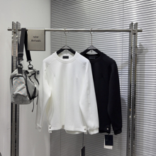 EXO冬季高端纯色简约加绒加厚圆领长袖T恤男美式宽松亲肤保暖打底