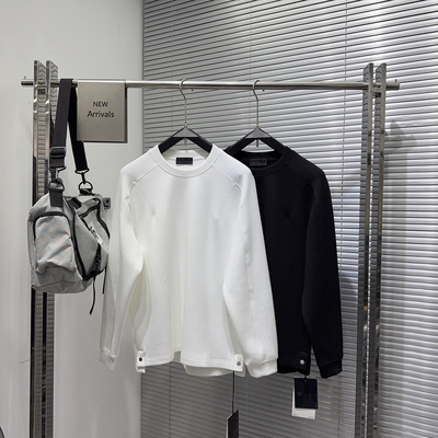 EXO冬季高端纯色简约加绒加厚圆领长袖T恤男美式宽松亲肤保暖打底