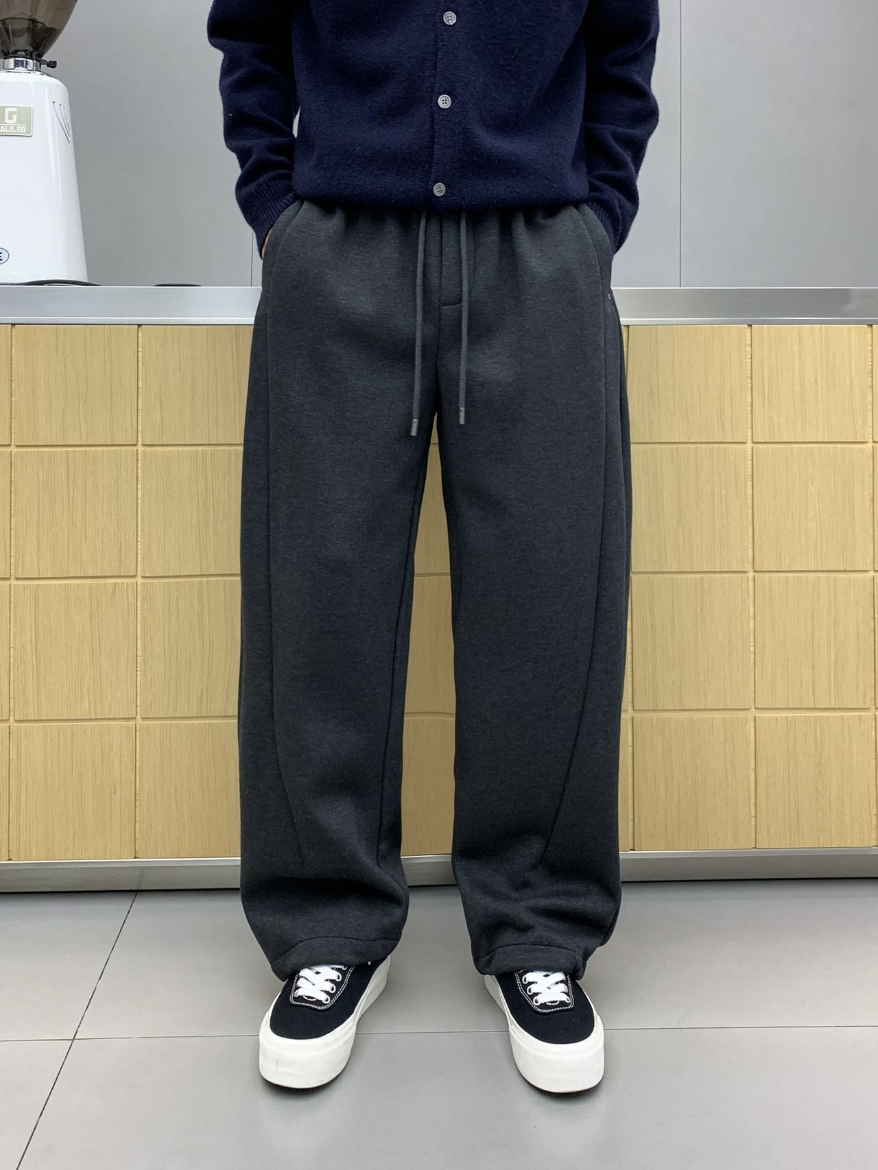 YOUDU冬季新款加绒加厚休闲裤直筒裤美式醋酸羊毛潮流帅气长裤子C