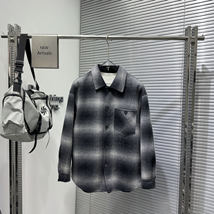 羊毛短款大衣男士冬季新款格子翻领羊毛呢料时尚潮流夹克厚外套潮