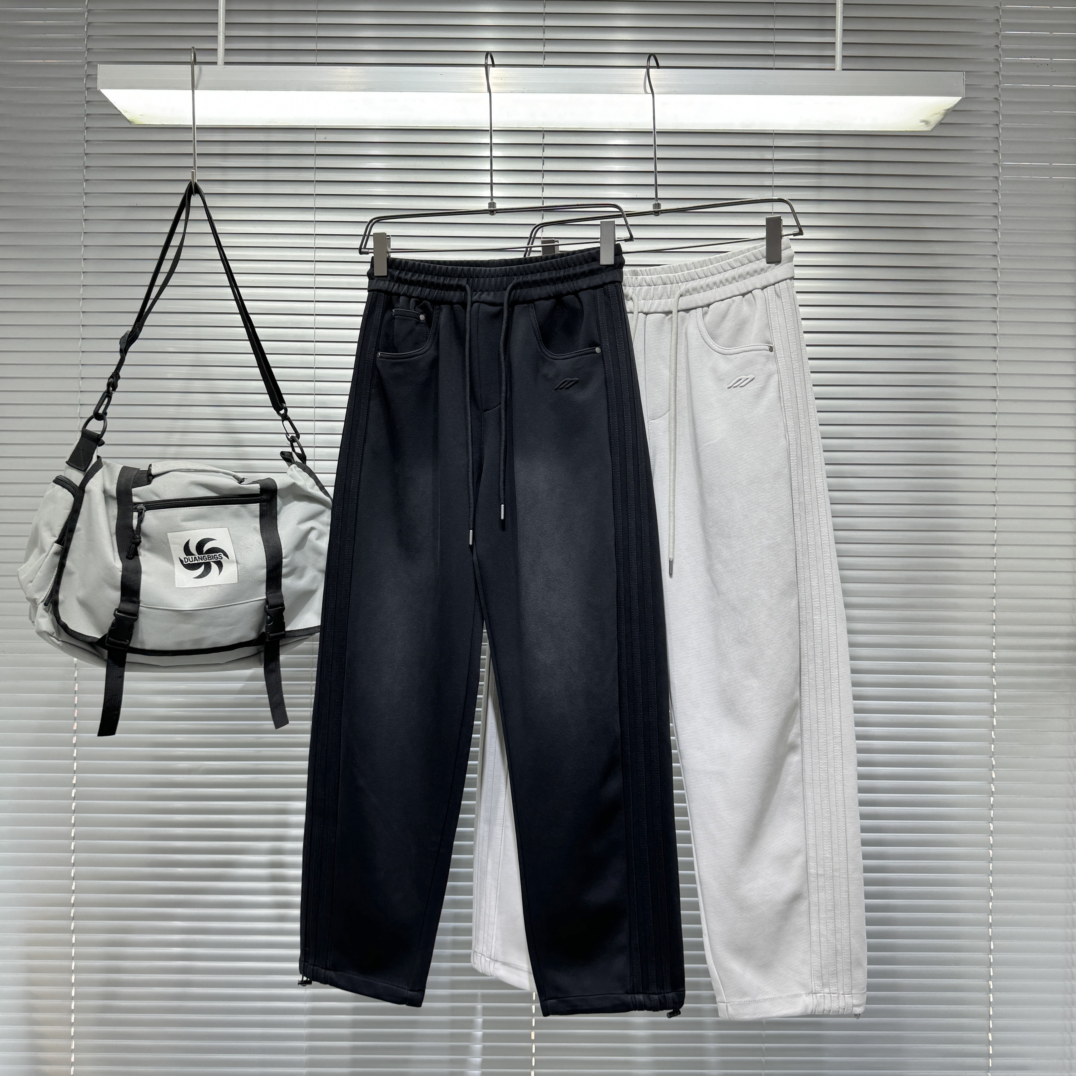 YOUDU男士秋季新款休闲裤潮流水洗扎染做旧脏脏裤青年美式长裤子