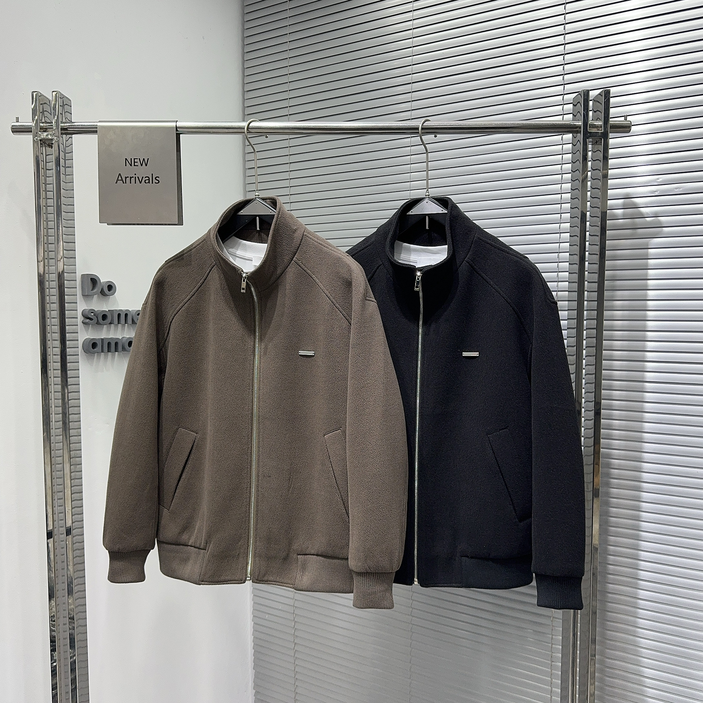 秋冬男士新款羊毛呢桑蚕丝夹克外套美式潮流重磅痞帅青年上衣服潮