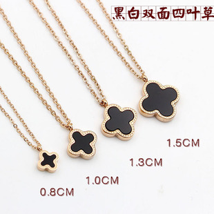 双面玫瑰金四叶草项链钛钢锁骨链女百搭不掉色 时尚 小红书同款 经典