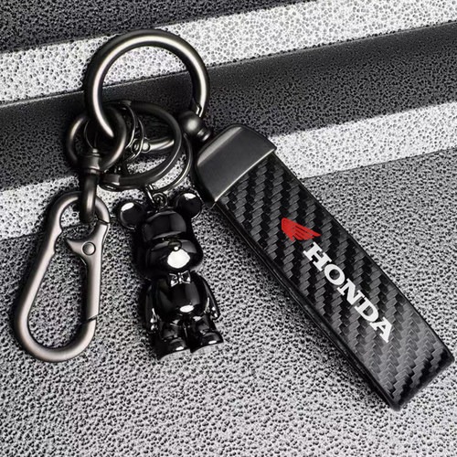 适用摩托车本田铝合金钥匙扣皮革钥匙带链防丢挂扣改装