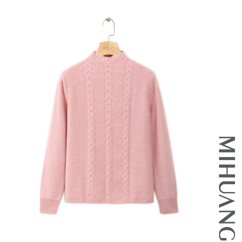 米皇2025秋冬新款半高领套头羊绒衫女休闲百搭厚款保暖纯羊绒毛衣