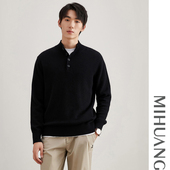 半高领纯色都市时尚 新品 休闲半开休闲纯山羊绒男衫 米皇冬季