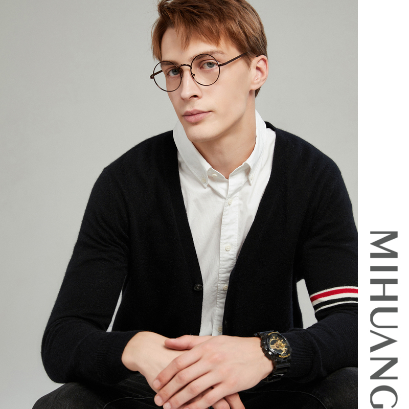 米皇V领时尚男士羊绒开衫