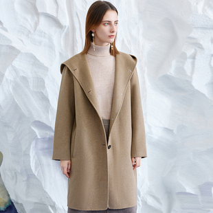 100%山羊绒 米皇 秋冬美拉德风连帽高级双面呢女大衣 一口价