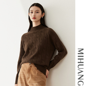 半高领羊绒衫 7针加厚 米皇秋冬新款 女上衣休闲加厚保暖纯羊绒毛衣