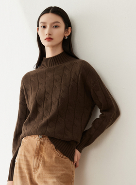 7针加厚 米皇秋冬新款半高领羊绒衫女上衣休闲加厚保暖纯羊绒毛衣