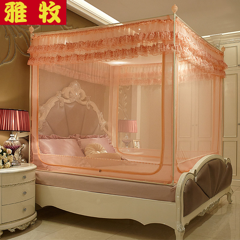 雅牧蚊帐三开门拉链坐床式方顶1.5米有底1.8m床蒙古包蚊帐双人