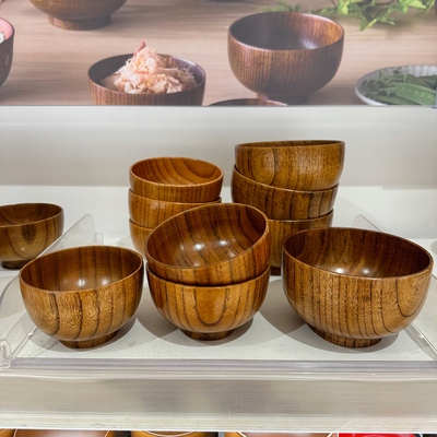 日式实木小饭碗家用木质汤碗