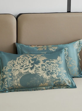 欧式贡缎提花枕套一对装天丝绸冰丝AB版单双人家用宿舍乳胶枕芯套