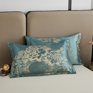 欧式贡缎提花枕套一对装天丝绸冰丝AB版单双人家用宿舍乳胶枕芯套