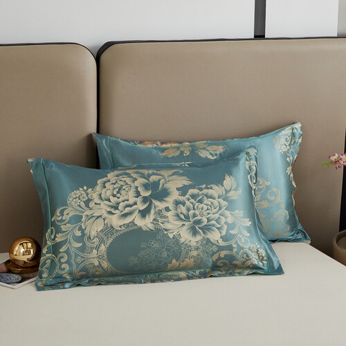 欧式贡缎提花枕套一对装天丝绸