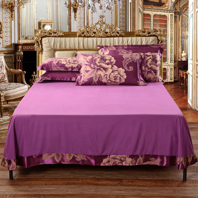 贡缎提花单件床单欧式奢华单双人宫廷风磨毛纯色圆角1.5/1.8m床笠