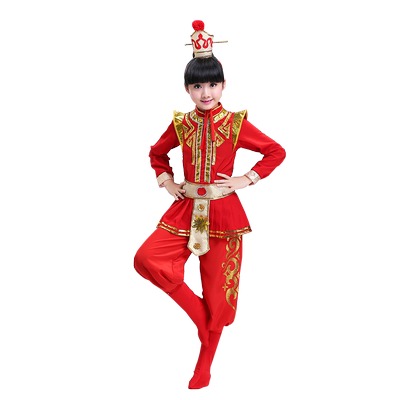 儿童花木兰演出服打鼓服古代戏曲