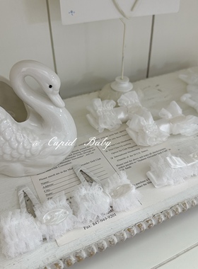 Cupid Baby 优雅美丽& 纯白天鹅系# 花边网纱 进口缎面 BB发夹