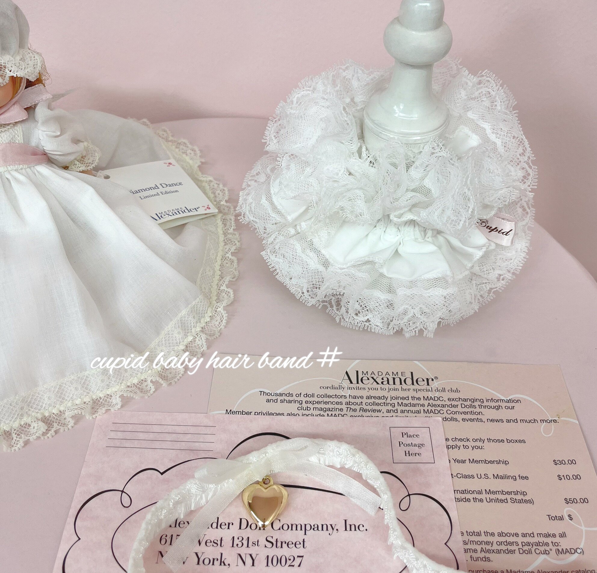 cupid baby 天鹅湖之吻系列 # 纯白蕾丝叠层网纱发圈 & 爱心项圈