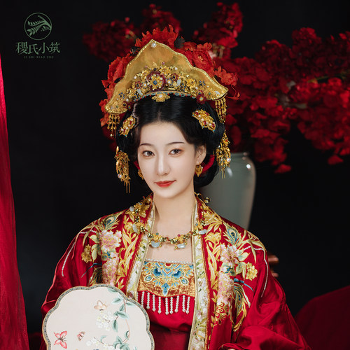 稷氏小筑  似锦  汉服发冠发钗发簪铜镀金国风套装古风发饰女头饰