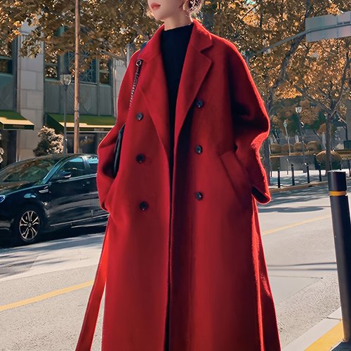 【送运费险】红色质感大衣不起球