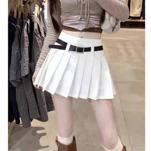 白色百褶裙半身裙裤 女夏高腰设计感a字短裙遮胯辣妹防走光a字裙子