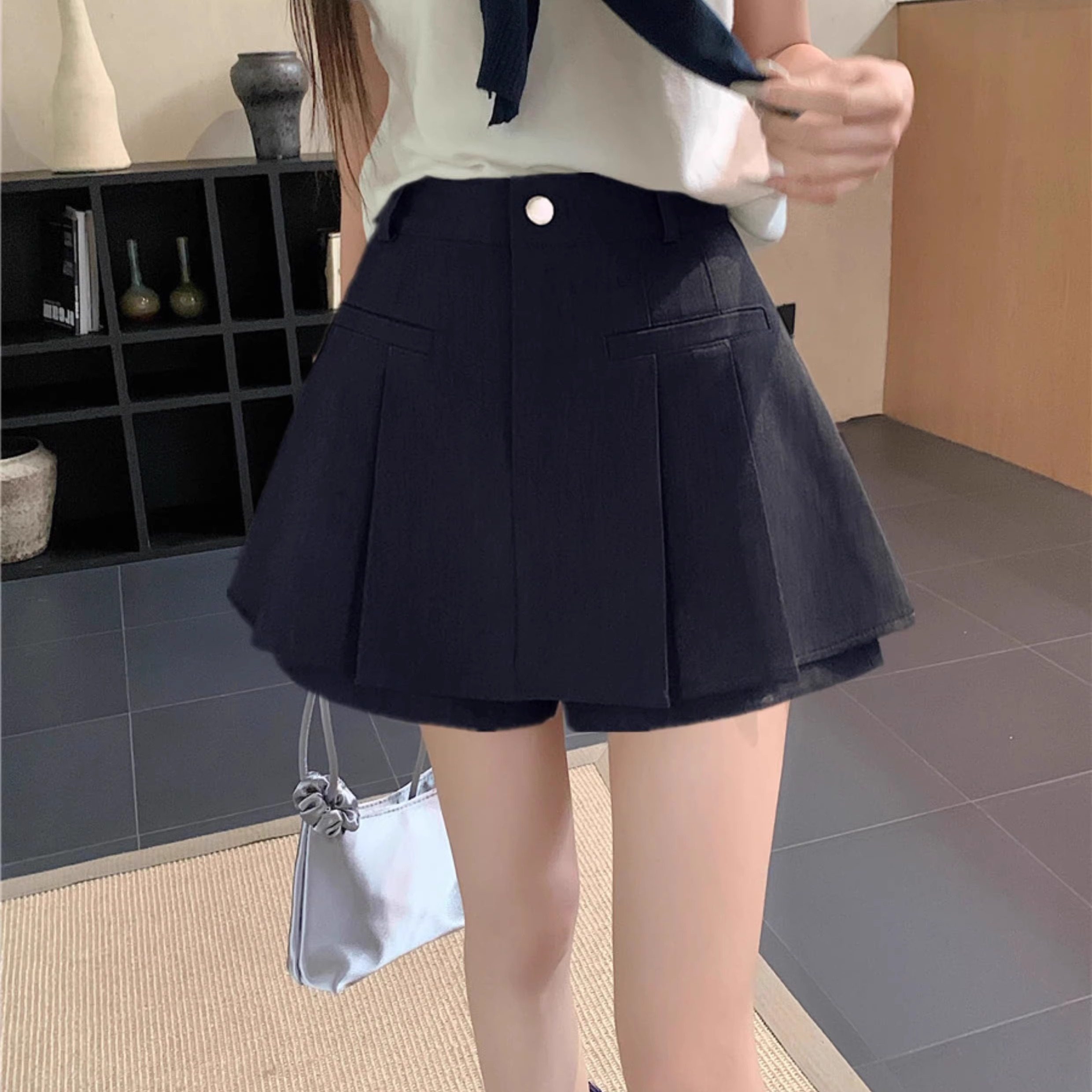 黑色西装裙裤女外穿春夏季大码高腰百褶裙小个子百搭大码A字裤裙,女装/女士精品,半身裙,淘宝优惠券,粉丝福利购,淘宝优惠卷