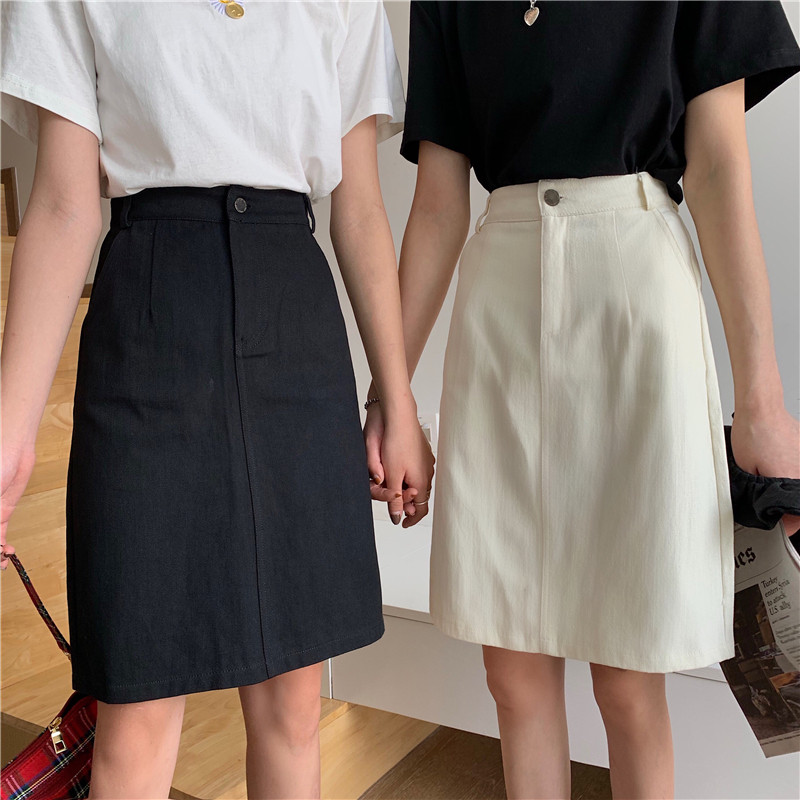 春夏季半身裙女牛仔裙a字裙大码高腰杏色裙子显瘦百搭中裙包臀裙,女装/女士精品,半身裙,淘宝优惠券,粉丝福利购,淘宝优惠卷