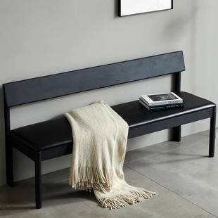 物宅 凳餐桌长椅长凳 侘寂风靠背长条凳家用餐厅实木餐椅门口换鞋