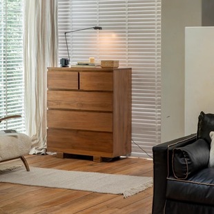 物宅 复古门柜印尼柚木进口实木五六斗柜卧室客厅储物柜电视斗柜