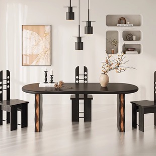 物宅 客厅家用小户型长方形现代书桌办公桌 中古风实木餐桌法式