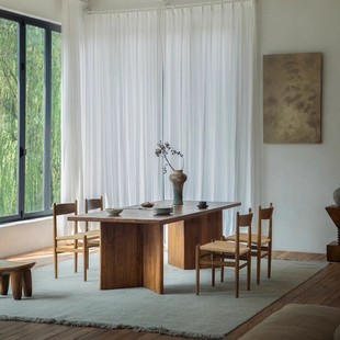 物宅 昌迪加尔阅读桌中古风全实木设计师工作家用展示桌民宿餐桌