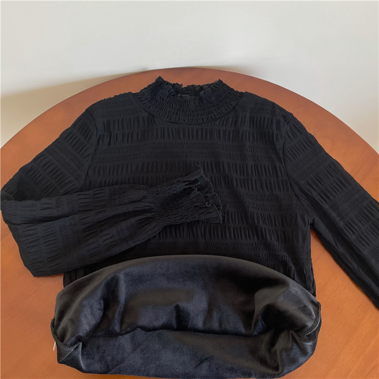 Real price real shot autumn and winter Plush lace bottom with long sleeve soft foreign style top