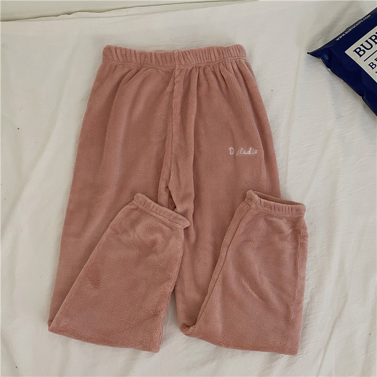 Real shot real price thickened coral velvet pajamas pants loose fairy warm pants comfortable single pants