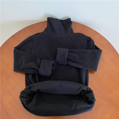 Real price high collar long sleeve bottoming shirt warm T-shirt with denim thickened double-sided VELVET TOP