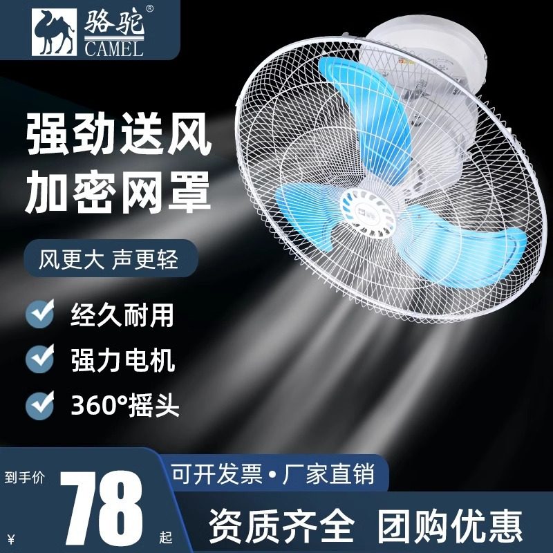 骆驼吸顶扇楼顶扇家用吊扇客厅吊顶扇学校摇头电风扇静音遥控扇