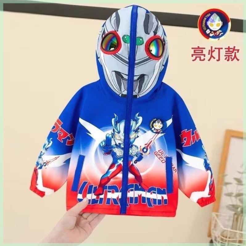 早秋男孩儿童奥特曼衣服2026早秋男童春天外套发光亮灯赛罗冲锋衣