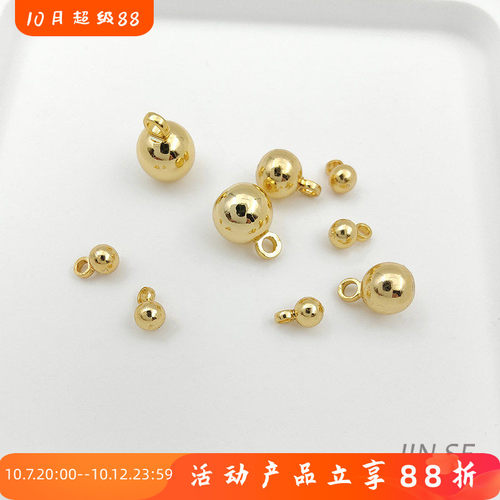 JINSE镀真金保色实心吊珠圆珠