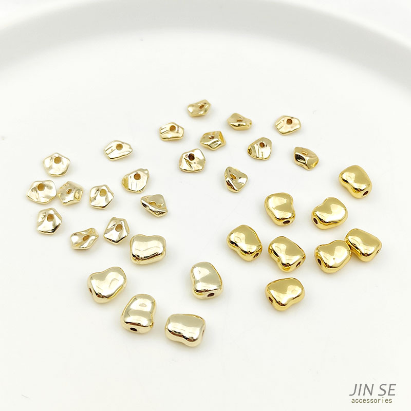 18k14k镀真金保色椭圆异形金豆豆直孔隔珠diy手链项链串珠配件