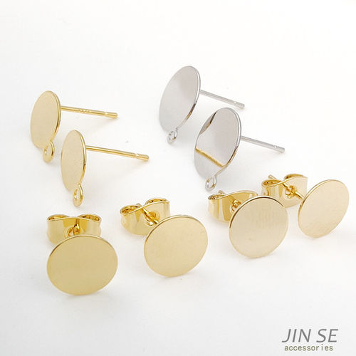 18k14k包真金圆盘S925银针耳钉