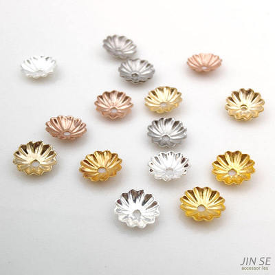 镀18K14K金波浪纹花托花帽托DIY