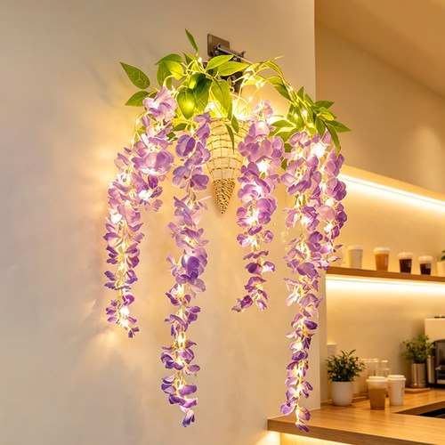 仿真紫藤花灯壁挂装饰品假花挂件