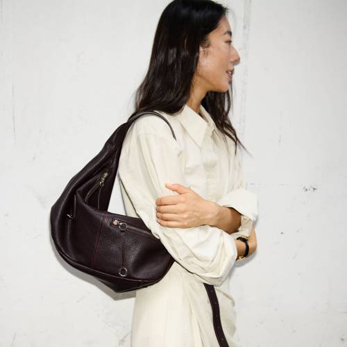 河流与舟小众原创设计头层牛皮牛角包单肩斜挎两用轻便容量大