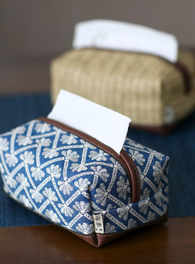 布奏手工刺绣车载纸巾盒客厅家用抽纸盒布艺日式纸巾袋餐巾纸盒